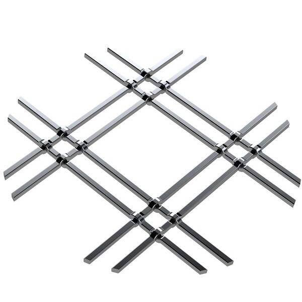 Designs Of Distinction 1" Flat Double Diamond Decorative Grille - Satin Nickel, 36" W x 48" L Sheet 01364811614PSN1 - main
